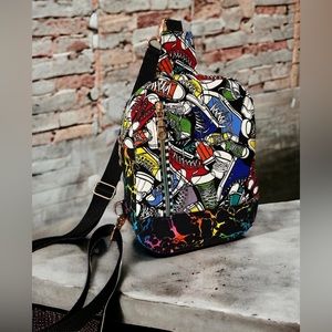 Mini sling backpack kicks sneakers bright fun
